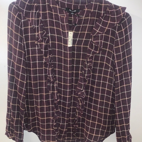 MADWELL Ruffle front button flannel - Picture 8 of 11